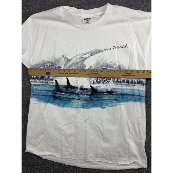 Vintage Sea World Shirt Mens Extra Large White Orca Whale Graphic Made USA 1993 - Picture 4 of 6